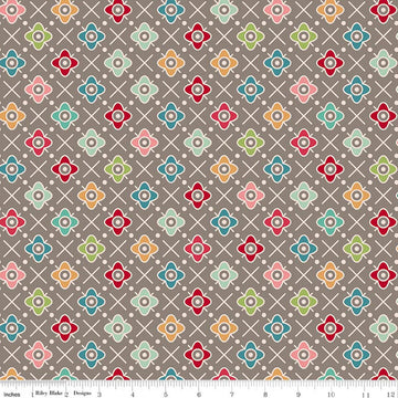 2 yard 28" End of Bolt - Farmer's Daughter Flower Patch Rustic Gray Floral Fabric WIDEBACK 108" Wide - Riley Blake Quilting Cotton Fabric