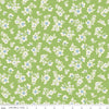 Image of Virginia Rose Primrose Green quilting cotton by Katherine Lenius for Riley Blake Designs. Features flowers on a green background. Cute Little Fabric Shop