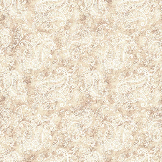 Image of Born to Run Paisley Driftwood quilting cotton fabric by Dan Morris for QT Fabrics. Features paisley on an off-white background. Cute Little Fabric Shop