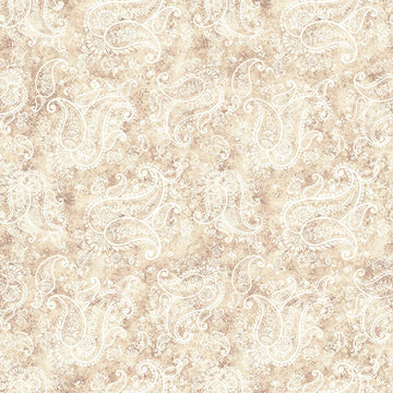 Image of Born to Run Paisley Driftwood quilting cotton fabric by Dan Morris for QT Fabrics. Features paisley on an off-white background. Cute Little Fabric Shop