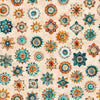 Image of Born to Run Mandalas Tan quilting cotton fabric by Dan Morris for QT Fabrics. Features flowers on a cream background. Cute Little Fabric Shop