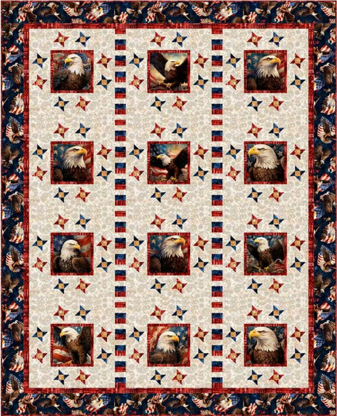 Stars Around Quilt PATTTERN - QT Fabrics - Instructions Only - Patriotic Bald Eagle USA Independence Day - Panel Quilt