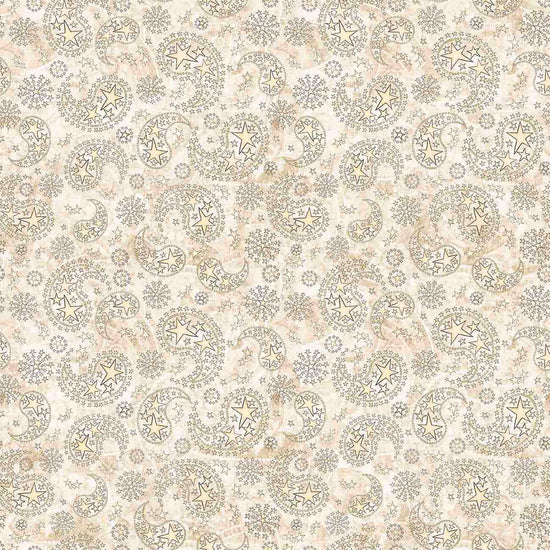 Image of 1776 Paisley & Stars Cream quilting cotton fabric by Morris Creative Group for QT Fabrics. Features paisley on a cream background. Cute Little Fabric Shop