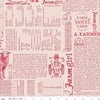 Image of Farmer's Daughter Farm Life Background Tea Rose quilting cotton fabric by Lori Holt for Riley Blake Designs. Features text on a cream background. Cute Little Fabric Shop