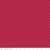 Image of Farmer's Daughter Cherries Jazzberry quilting cotton fabric by Lori Holt for Riley Blake Designs. Features geometric on a red background. Cute Little Fabric Shop