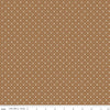Image of Farmer's Daughter Cherries Maple quilting cotton fabric by Lori Holt for Riley Blake Designs. Features geometric on a brown background. Cute Little Fabric Shop