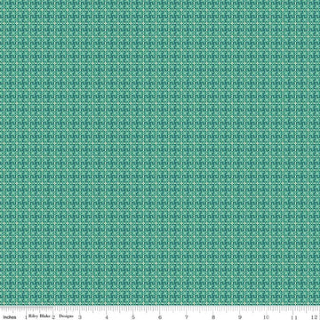 Image of Farmer's Daughter Weave Cozy quilting cotton fabric by Lori Holt for Riley Blake Designs. Features geometric on a green background. Cute Little Fabric Shop