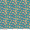 Image of Farmer's Daughter Bouquet Raindrop quilting cotton fabric by Lori Holt for Riley Blake Designs. Features flowers on a blue background. Cute Little Fabric Shop