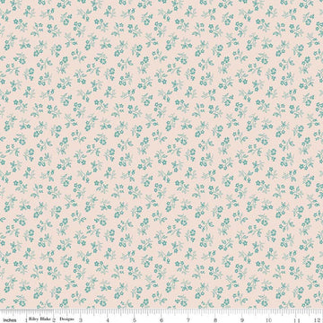 Image of Farmer's Daughter Vintage Background Raindrop quilting cotton fabric by Lori Holt for Riley Blake Designs. Features flowers on a cream background. Cute Little Fabric Shop