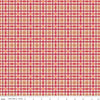 Image of Farmer's Daughter Plaid Tea Rose quilting cotton fabric by Lori Holt for Riley Blake Designs. Features plaid on a red background. Cute Little Fabric Shop