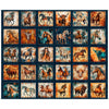 Born To Run Horses & Bulls Picture Patches Panel Dark Teal Blue Western Fabric - 31476-  QT Quilting Cotton Fabric