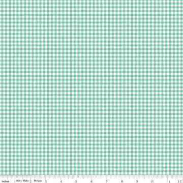 Bee Ginghams Camille C12560 Sea Glass - Riley Blake Designs - 1/8" PRINTED Gingham Plaid Checks - Lori Holt - Quilting Cotton Fabric