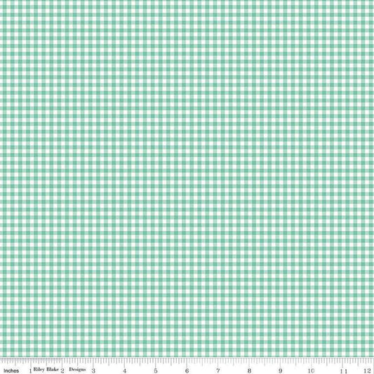 Bee Ginghams Camille C12560 Sea Glass - Riley Blake Designs - 1/8" PRINTED Gingham Plaid Checks - Lori Holt - Quilting Cotton Fabric