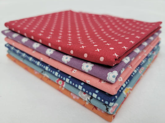 SALE Bee Dots Fat Quarter Bundle 6 pieces 6FQ-BEEDOTS - Lori Holt - Riley Blake Designs -  Precut - Floral Flower - Quilting Cotton Fabric
