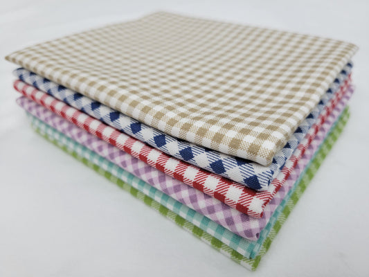 Bee Ginghams Fat Quarter Bundle 6 pieces 6FQ-BEEGINGHAMS - Lori Holt - Riley Blake Designs -  Precut - Plaid - Quilting Cotton Fabric