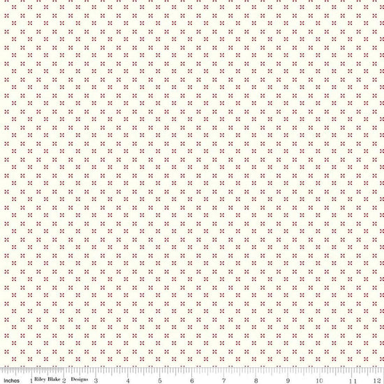 Image of Radiant Ruby Dots Cloud quilting cotton fabric by Dani Mogstad for Riley Blake Designs. Features dots on a white background. Cute Little Fabric Shop