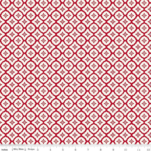Image of Radiant Ruby Moroccan Cloud quilting cotton fabric by Dani Mogstad for Riley Blake Designs. Features medallions on a white background. Cute Little Fabric Shop