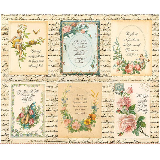 Rose & Violet's Bouquet Des Fleurs Rose Garden Panel PD17298 - Riley Blake Designs - DIGITALLY PRINTED - Quilting Cotton Fabric
