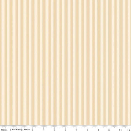 Image of Rose & Violet's Bouquet Des Fleurs Stripes Cream quilting cotton fabric by Miss Rose Sister Violet for Riley Blake Designs. Features stripes on a cream background. Cute Little Fabric Shop