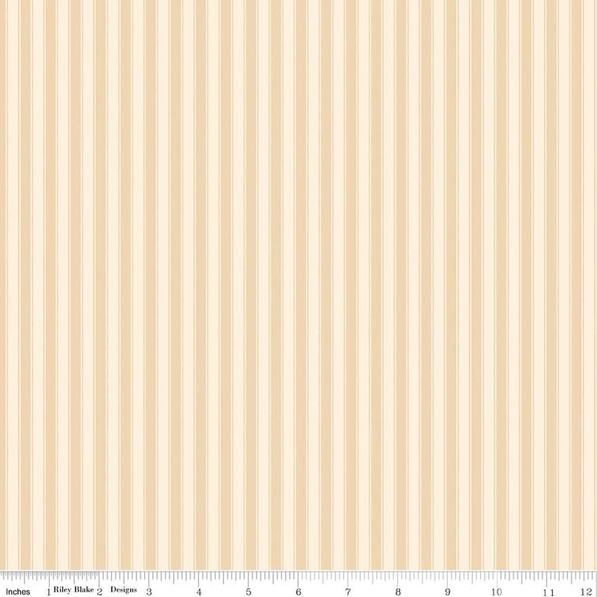 Image of Rose & Violet's Bouquet Des Fleurs Stripes Cream quilting cotton fabric by Miss Rose Sister Violet for Riley Blake Designs. Features stripes on a cream background. Cute Little Fabric Shop