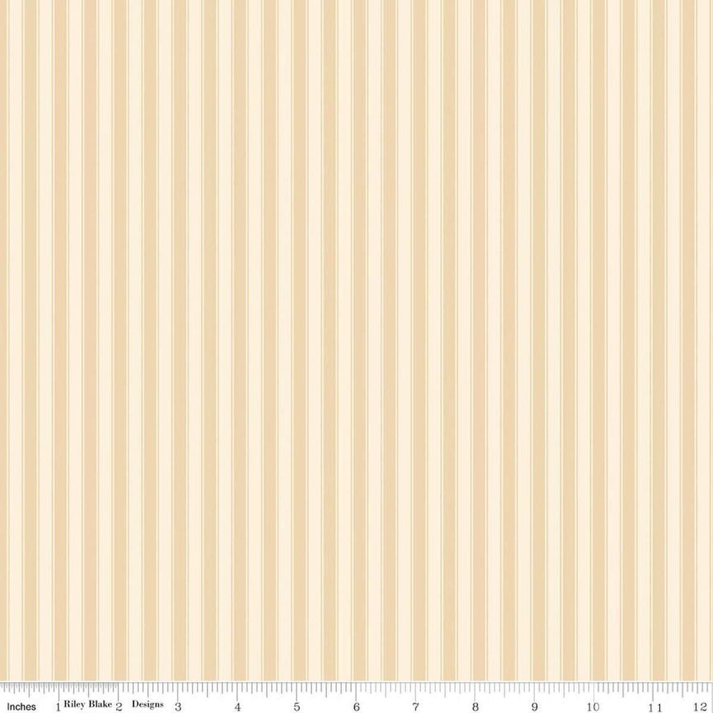 Image of Rose & Violet's Bouquet Des Fleurs Stripes Cream quilting cotton fabric by Miss Rose Sister Violet for Riley Blake Designs. Features stripes on a cream background. Cute Little Fabric Shop