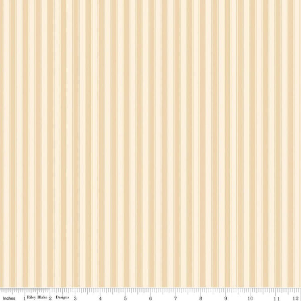 Image of Rose & Violet's Bouquet Des Fleurs Stripes Cream quilting cotton fabric by Miss Rose Sister Violet for Riley Blake Designs. Features stripes on a cream background. Cute Little Fabric Shop