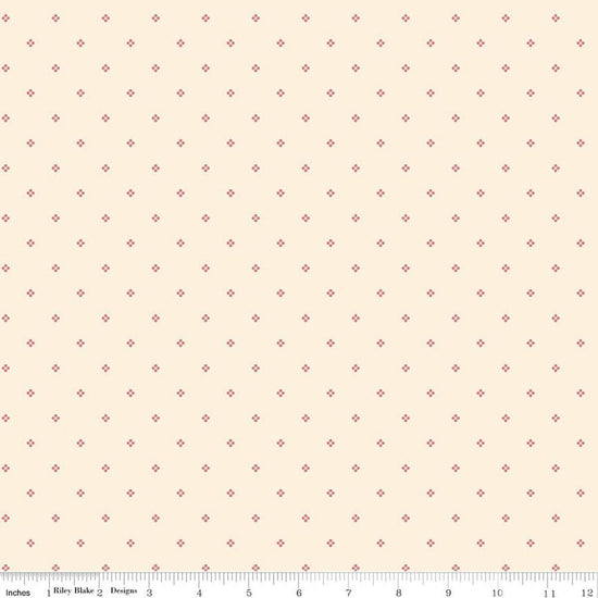 Image of Rose & Violet's Bouquet Des Fleurs Dots Cream quilting cotton fabric by Miss Rose Sister Violet for Riley Blake Designs. Features dots on a cream background. Cute Little Fabric Shop