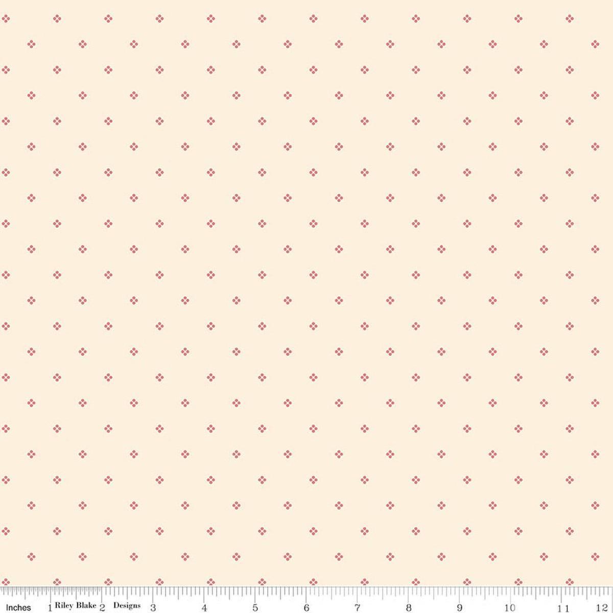 Image of Rose & Violet's Bouquet Des Fleurs Dots Cream quilting cotton fabric by Miss Rose Sister Violet for Riley Blake Designs. Features dots on a cream background. Cute Little Fabric Shop