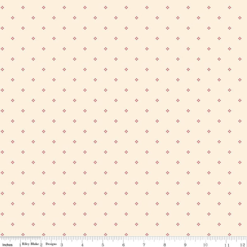 Image of Rose & Violet's Bouquet Des Fleurs Dots Cream quilting cotton fabric by Miss Rose Sister Violet for Riley Blake Designs. Features dots on a cream background. Cute Little Fabric Shop