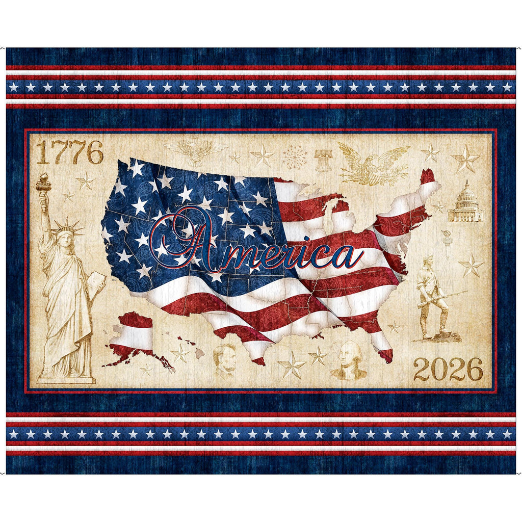 1776 American Flag Panel 31658 Multi X - QT Fabrics - Independence Day Patriotic USA - 1776 - Quilting Cotton Fabric
