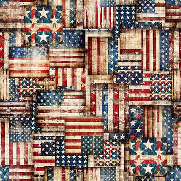 3 Yard Cut - 1776 Flag Patchwork WIDE Back 31663 Red Navy RN - QT Fabrics - 107/108" Wide - Independence Day - Quilting Cotton Fabric