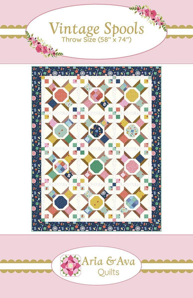 Vintage Spools Quilt PATTERN P233 by Aria & Ava Quilts - Riley Blake Design - INSTRUCTIONS Only - Fat Quarter Friendly Sew Theme