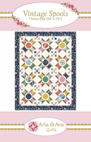 Vintage Spools Quilt PATTERN P233 by Aria & Ava Quilts - Riley Blake Design - INSTRUCTIONS Only - Fat Quarter Friendly Sew Theme
