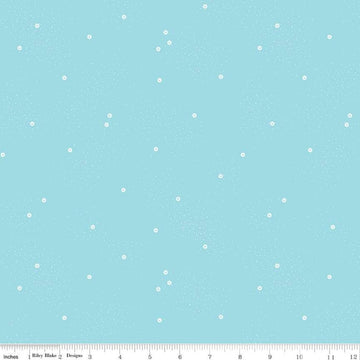 3-Yard Cut - Dainty Daisy Waterfall Blue Dotted 108" WIDEBACK - WB665 - Riley Blake Quilting Cotton Fabric