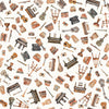 Image of Sugar, Spice, Everything Nice Musical Instruments White quilting cotton fabric by Morris Creative Group for QT Fabrics. Features instruments on a white background. Cute Little Fabric Shop