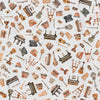 Image of Sugar, Spice, Everything Nice Musical Instruments Gray quilting cotton fabric by Morris Creative Group for QT Fabrics. Features instruments on a gray background. Cute Little Fabric Shop