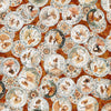 Image of Sugar, Spice, Everything Nice Girl Vignettes Paprika quilting cotton fabric by Morris Creative Group for QT Fabrics. Features medallions on an orange background. Cute Little Fabric Shop
