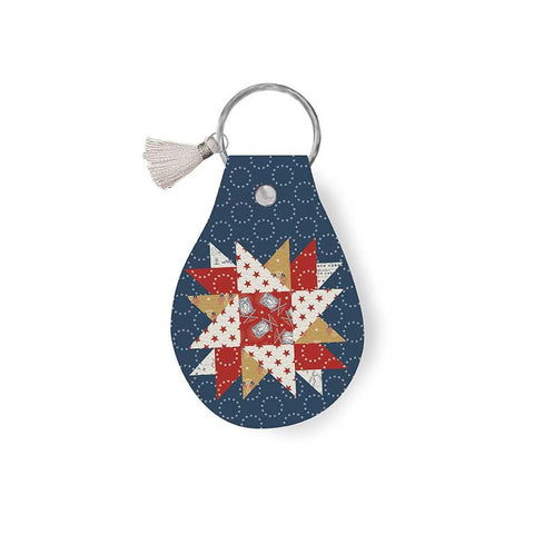 SALE Leather Circle Key Chain STLR-46823 Independence - RBD Designers - Riley Blake Designs - 100% Full Grain Leather Key Chain