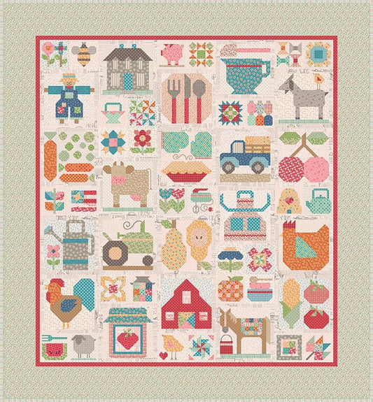 DEAL Farm Fresh Sew Along Quilt Kit KT-17162 - Lori Holt - Riley Blake Designs - Box Pattern Fabric - Quilting Cotton Fabric