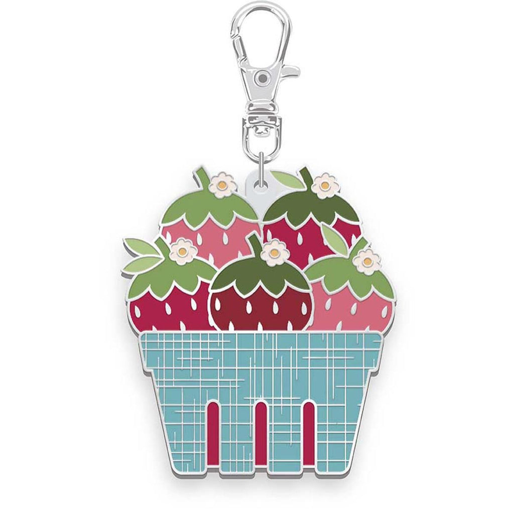 SALE Lori Holt Farmer's Daughter Enamel Happy Charm ST-46793 Berry Basket - Riley Blake Designs - Strawberries Carton Flowers