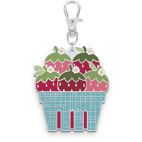 SALE Lori Holt Farmer's Daughter Enamel Happy Charm ST-46793 Berry Basket - Riley Blake Designs - Strawberries Carton Flowers