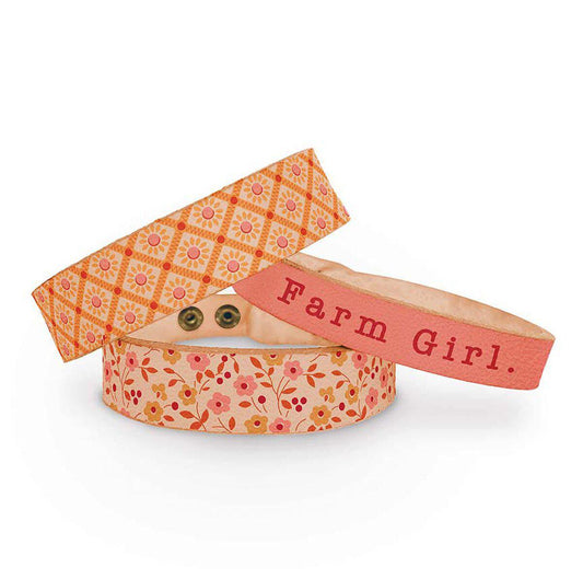 SALE Lori Holt Farmer's Daughter Leather Bracelets STLR-46825 - Riley Blake Designs - 100% Natural Leather Two Sizes Snap & Buckle Closure