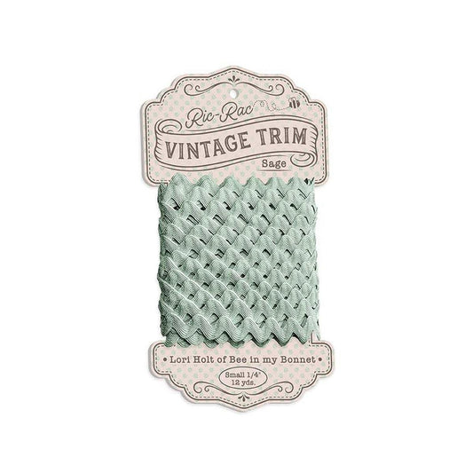 SALE Lori Holt Vintage Trim Small STVT-46833 Sage - Riley Blake Designs - 12 Yards of 1/4" Polyester Trim