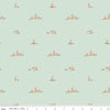 Image of Sweet Cotton Tales Flopsy Field Mint quilting cotton fabric by Cayla Naylor for Riley Blake Designs. Features rabbits on a green background. Cute Little Fabric Shop