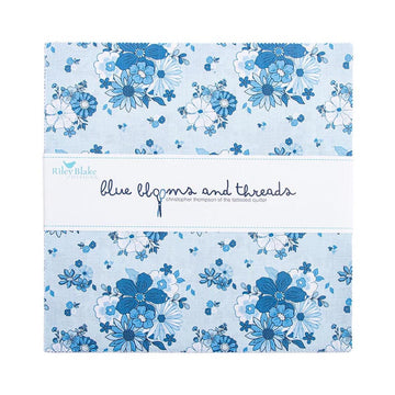Blue Blooms & Threads Layer Cake 10" Stacker Bundle 10-17120-42 - Riley Blake Designs - 42-Piece Precut - Quilting Cotton Fabric