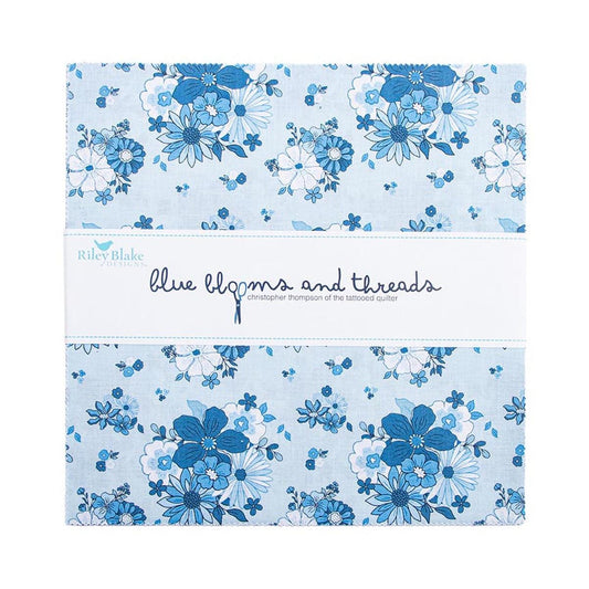Blue Blooms & Threads Layer Cake 10" Stacker Bundle 10-17120-42 - Riley Blake Designs - 42-Piece Precut - Quilting Cotton Fabric