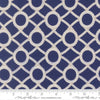 Image of Reef Rope Net Dusk quilting cotton fabric by Kate Spain for Moda Fabrics. Features rope on a blue background. Cute Little Fabric Shop