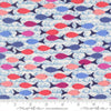 Image of Reef School of Fish Marlin quilting cotton fabric by Kate Spain for Moda Fabrics. Features fish on a blue background. Cute Little Fabric Shop