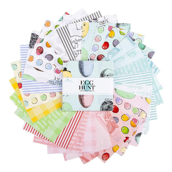 Egg Hunt Charm Pack 5" Stacker Bundle 42 pieces 5-17140-42 - Riley Blake Designs - Precut Pre cut - Quilting Cotton Fabric