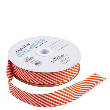 SALE Single-Fold Quilt Binding 1/8" Stripe STSFB-48808 Orange - Riley Blake Designs - 2 1/2" Bias Binding - by the yard